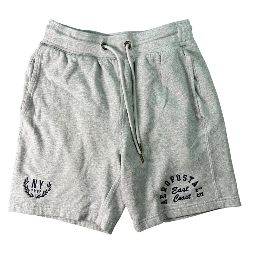 Aeropostale Mens Fleece Sweat Shorts NY 1987 East Coast Gray XS Sporty Gym
